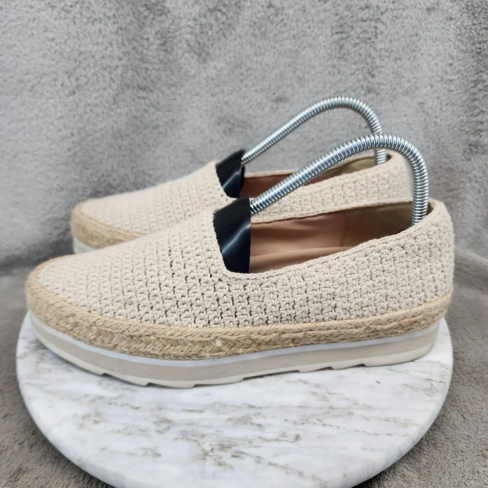 Louise et Cie Shoes Womens Size 8 Calum Cream Crochet Espadrille Flats *GUC*